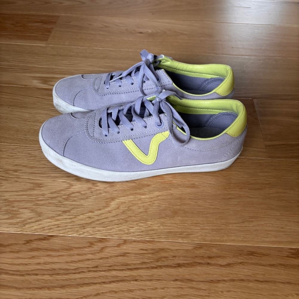 Vans Lavender Low-Profile Sneakers with Neon Yellow Trim - Picture 2 of 6
